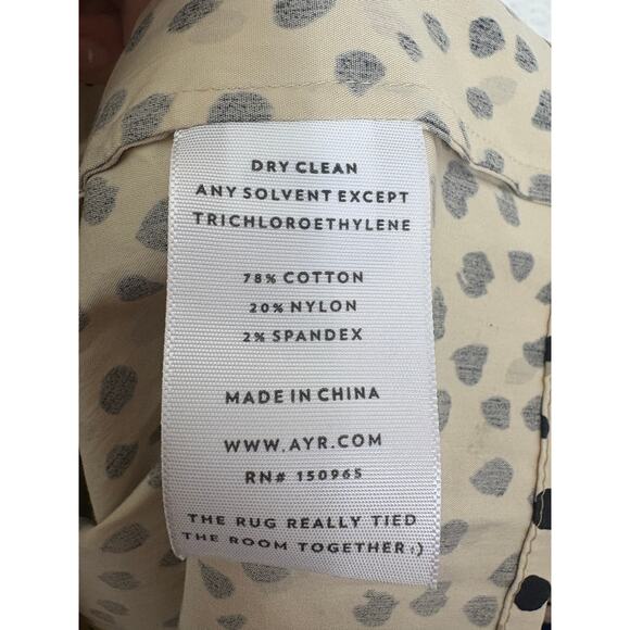 AYR The Extra Extra Smocked Midi Dress Size Medium Spot Animal Print Puff Sleeve - Picture 6 of 14